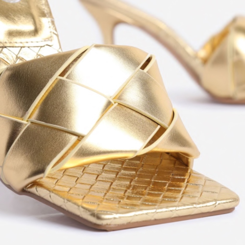 Woven Square Toe Mules - Gold - Picture 6 of 10